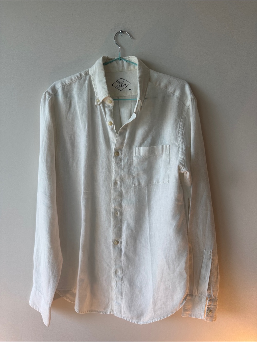 Men's White Button-Down Linen Shirt - Casual Tailored Fit